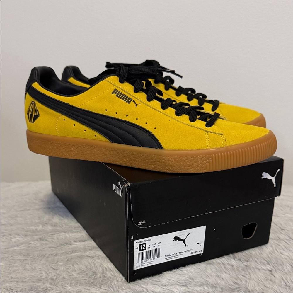 Puma Rare Clyde OG x The ROTD3 Super Lemon Yellow J Cole Dreamville Sneakers 12